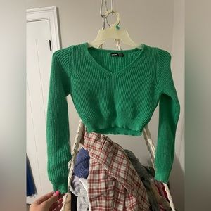 Green cropped sweater